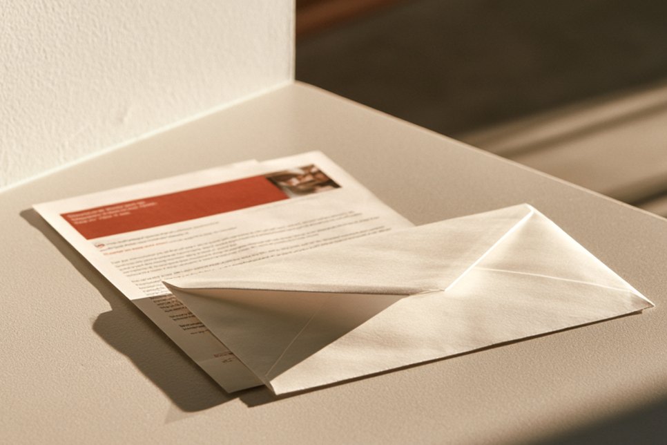 A printed direct mail letter beside its envelope